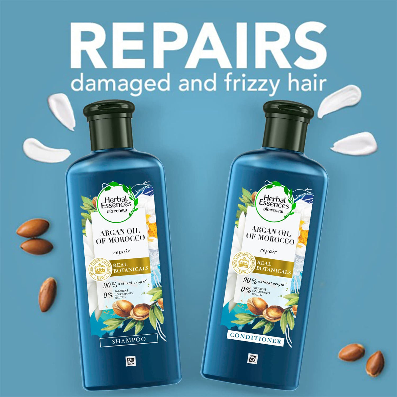 Herbal Essences bio:renew Argan Oil of Morocco CONDITIONER, 400ml & Herbal Essences Argan Oil of Morocco CONDITIONER- For Hair Repair and No Frizz- No Paraben, No Colorants, 240 ML
