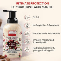 Bryan & Candy Luxury Foaming Body Wash with Pentavitin, Pro Vit B5, Argan Oil, Skin Friendly pH 5.5, All Skin Types, 400 Ml (Cocoa Shea)