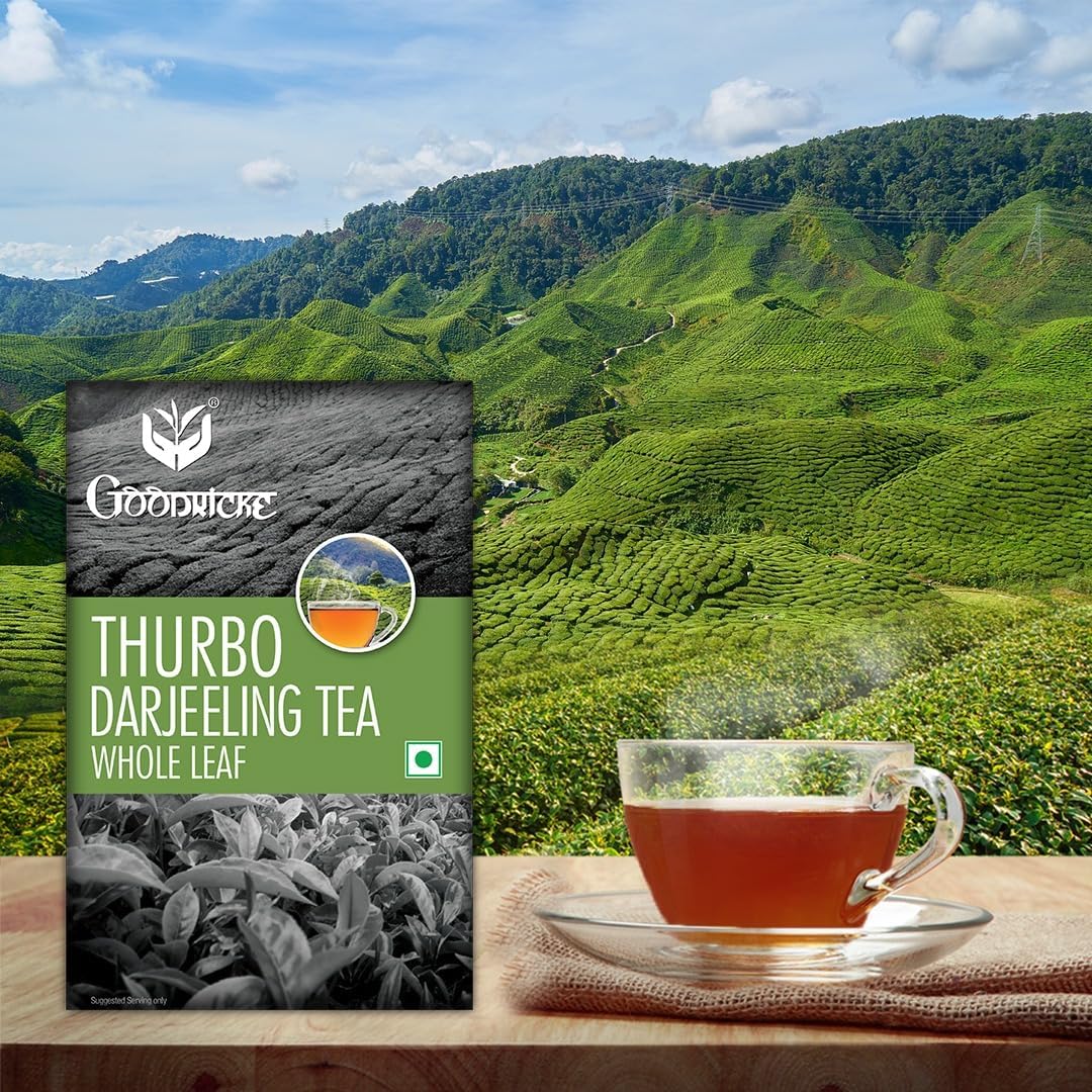 GOODRICKE Thurbo Darjeeling Tea - 250Gm(Pack Of 1)| 100% Pure & Original Single Estate Whole Leaf Tea | Premium Black Long Loose Tea Leaves With Rich Taste
