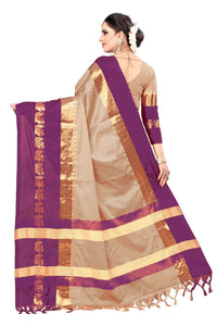 PAREVDEE Women's  Dobby Cotton Saree With Blouse Piece