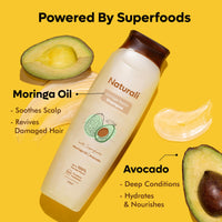 Naturali Damage Repair Shampoo | Improves Damaged Hair In Just 4 Uses | With Avocado & Moringa Oil | Sulphate Free | For Women | Shampoo for Frizzy and Dry Hair | Paraben Free | 370 ml