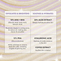 mCaffeine Super Glow Flash Facial 25% AHA+BHA+PHA Face Mask | 5 Mins Glow Face Pack | Instant Brightening | Unclogs Pores, Removes Blackhead & Dead Skin | Tan Removal | Color Changing Mask - 50gm