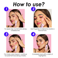 Blue Heaven Pop & Glow Eye & Cheek tint blusher for face makeup, Blush enriched with Rosehip and Coconut oil - Spicy Pink, 12ml