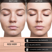 Faces Canada Ultimate Face Duo - 3in1 Hydra Matte Mini Foundation - Rose Ivory (18ml) & High Cover Concealer - Toffee Love (4ml) | Foundation & Concealer Combo for Flawless Skin