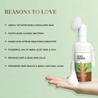 Just Herbs Neem and Aloe Vera Plant Salicylic Acid Foaming Face Wash for Men & Women 100 ml