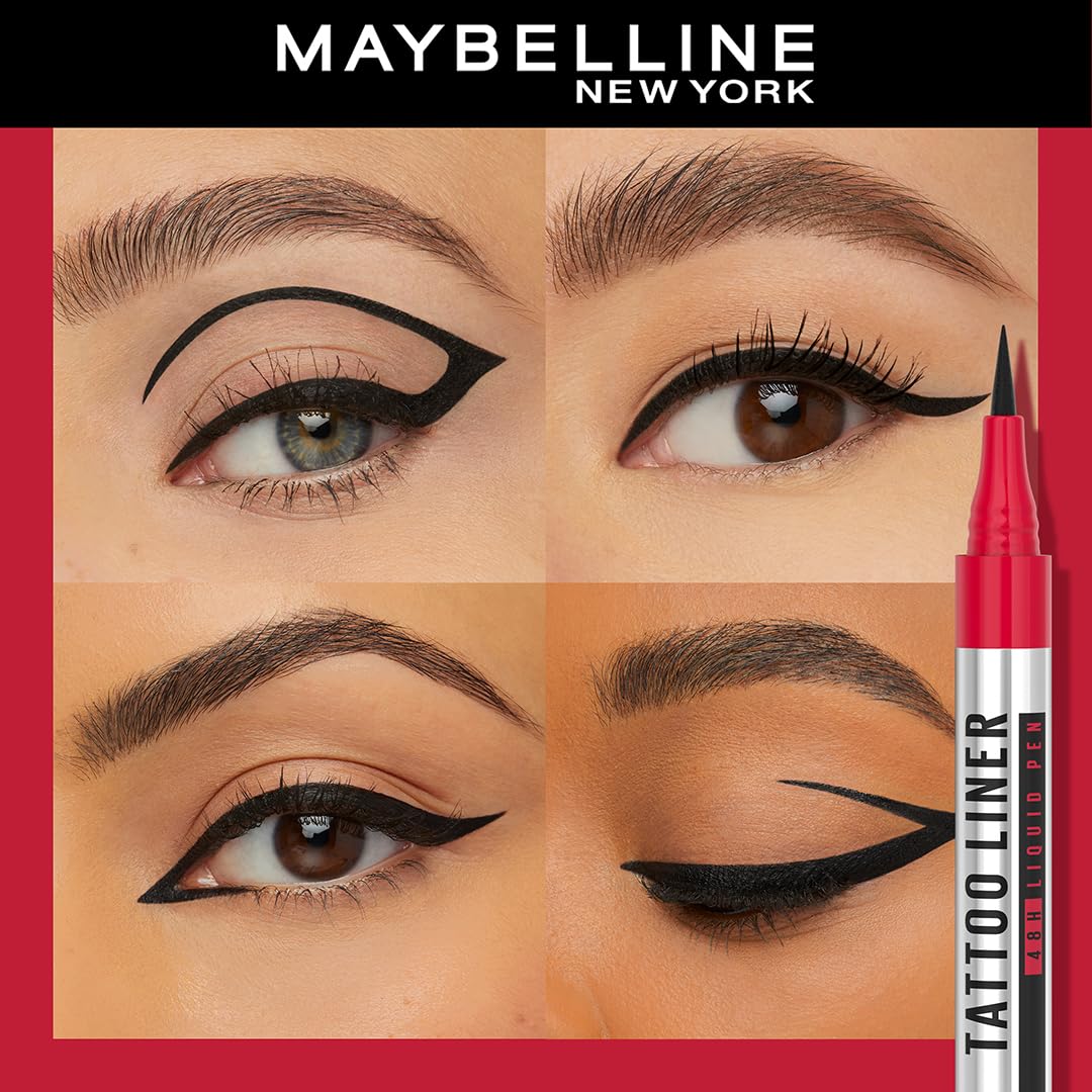 Maybelline New York Eyeliner, Intense Eyeliner, Long-lasting, Felt-tip Applicator, Line Tattoo High Impact Liner, Black