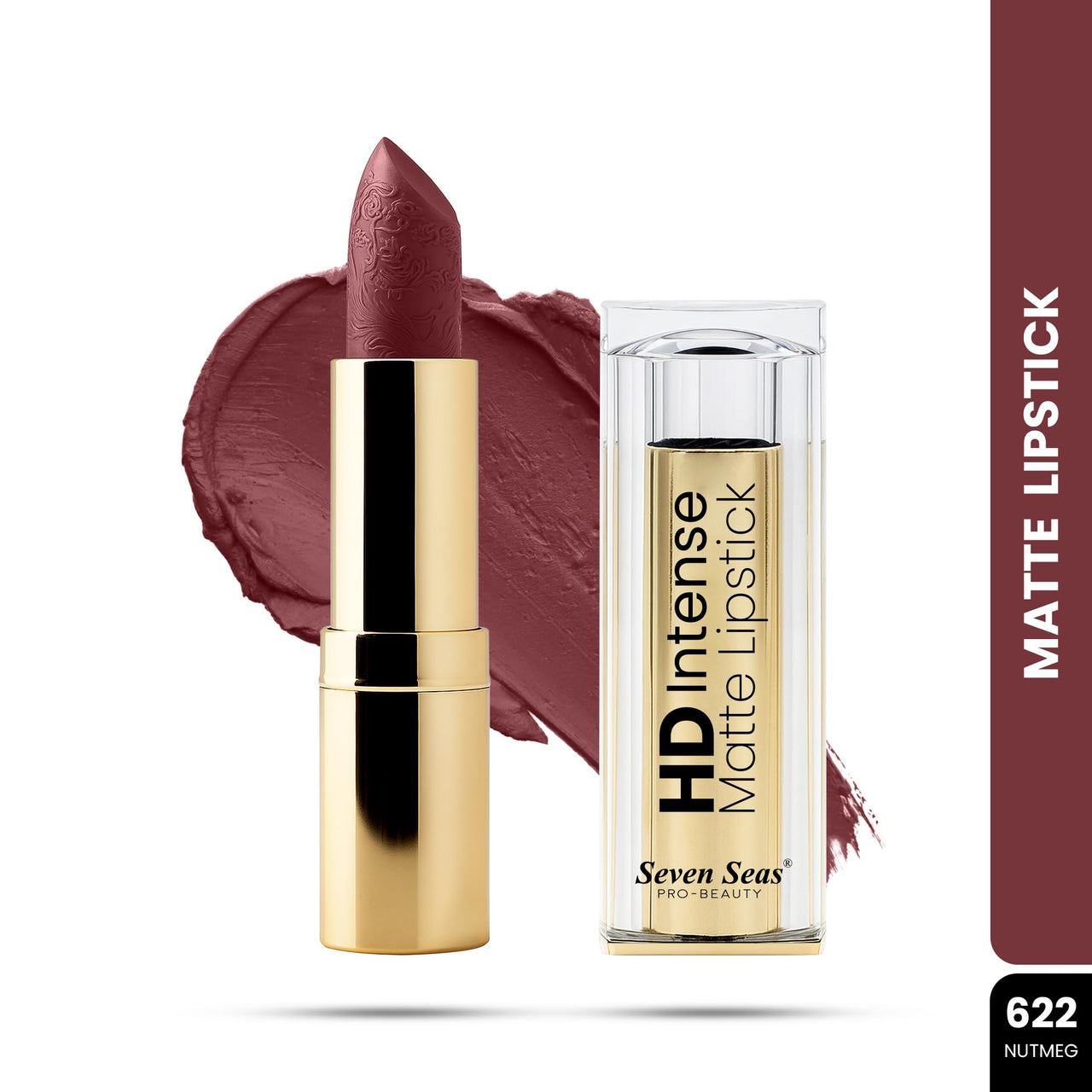 Seven Seas HD Intense Matte Lipstick | Non-Transfer | Lipstick For Women (622-Nutmeg, 3.5G)