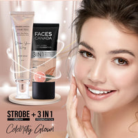 FACESCANADA Strobe Cream - Rose Gold,30Ml|Primer + Highlighter + Moisturizer|Shea Butter & Hyaluronic Acid|Intense Hydration|Flawless Radiant Dewy Skin|Illuminating & Glowing Makeup Base,3 Pieces