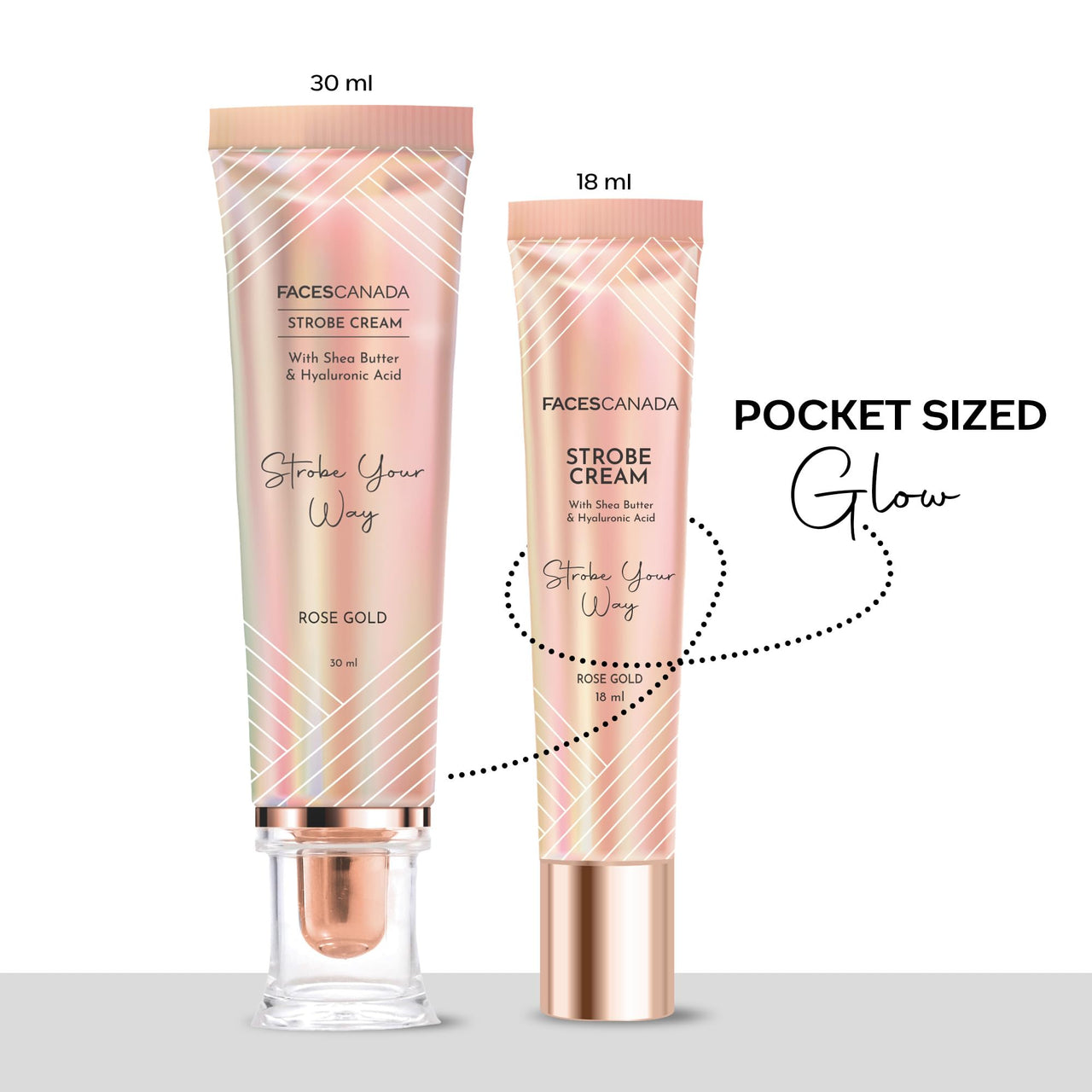FACES CANADA Superb Glow Combo - Strobe Cream - Rose Gold (18 ml) + Strobe Cream - Silver (18 ml) | Primer + Highlighter + Moisturizer | Illuminating & Glowing Makeup Base | Intense Hydration