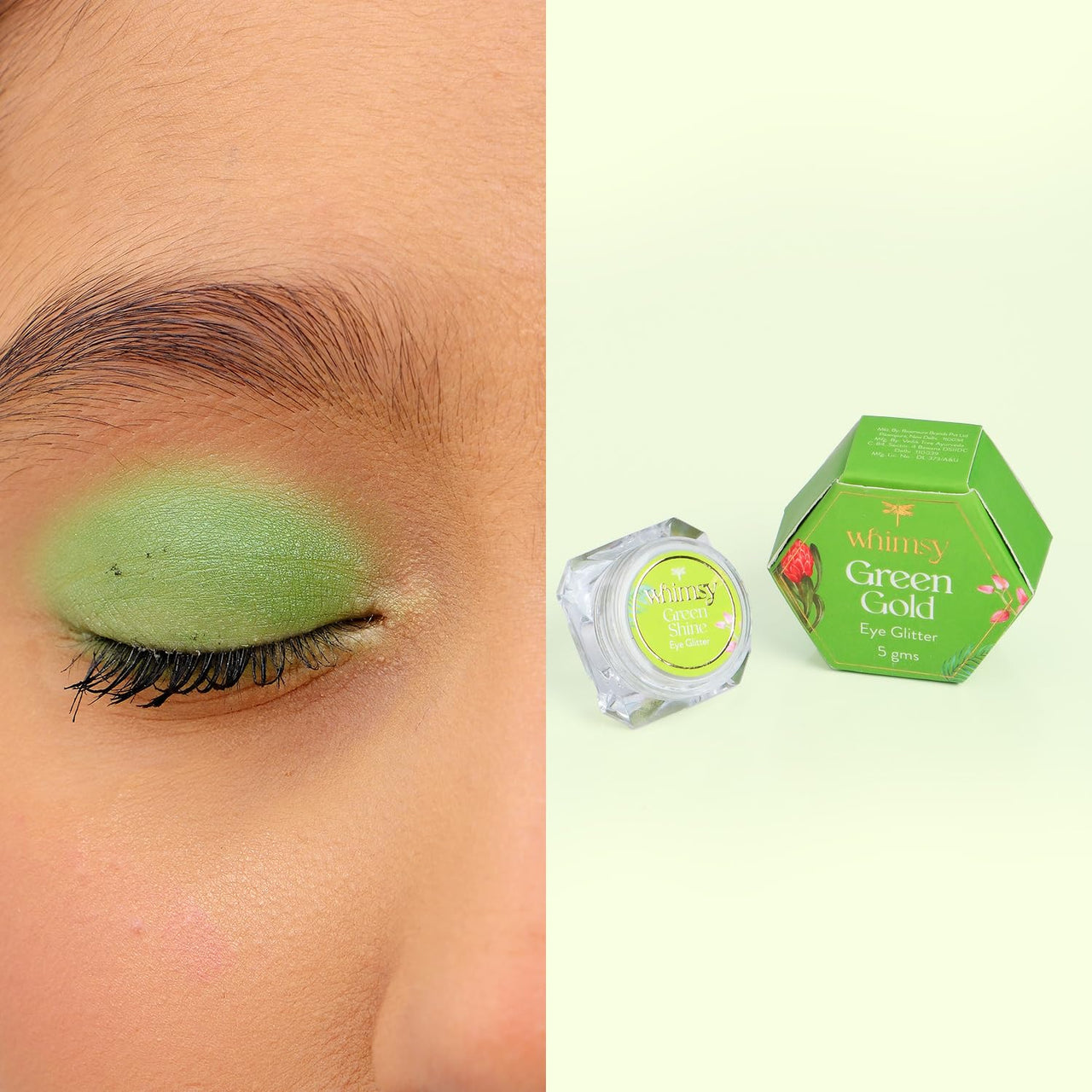 Whimsy Safe, Organic, Non- Toxic Eye Glitter for Girls|Sparkle Glitter Eyeshadow| Eyeshadow for Girls|Long Lasting Eye Makeup|Glitters for kids| Safe Eye Makeup Products|Edible Glitters (Green)
