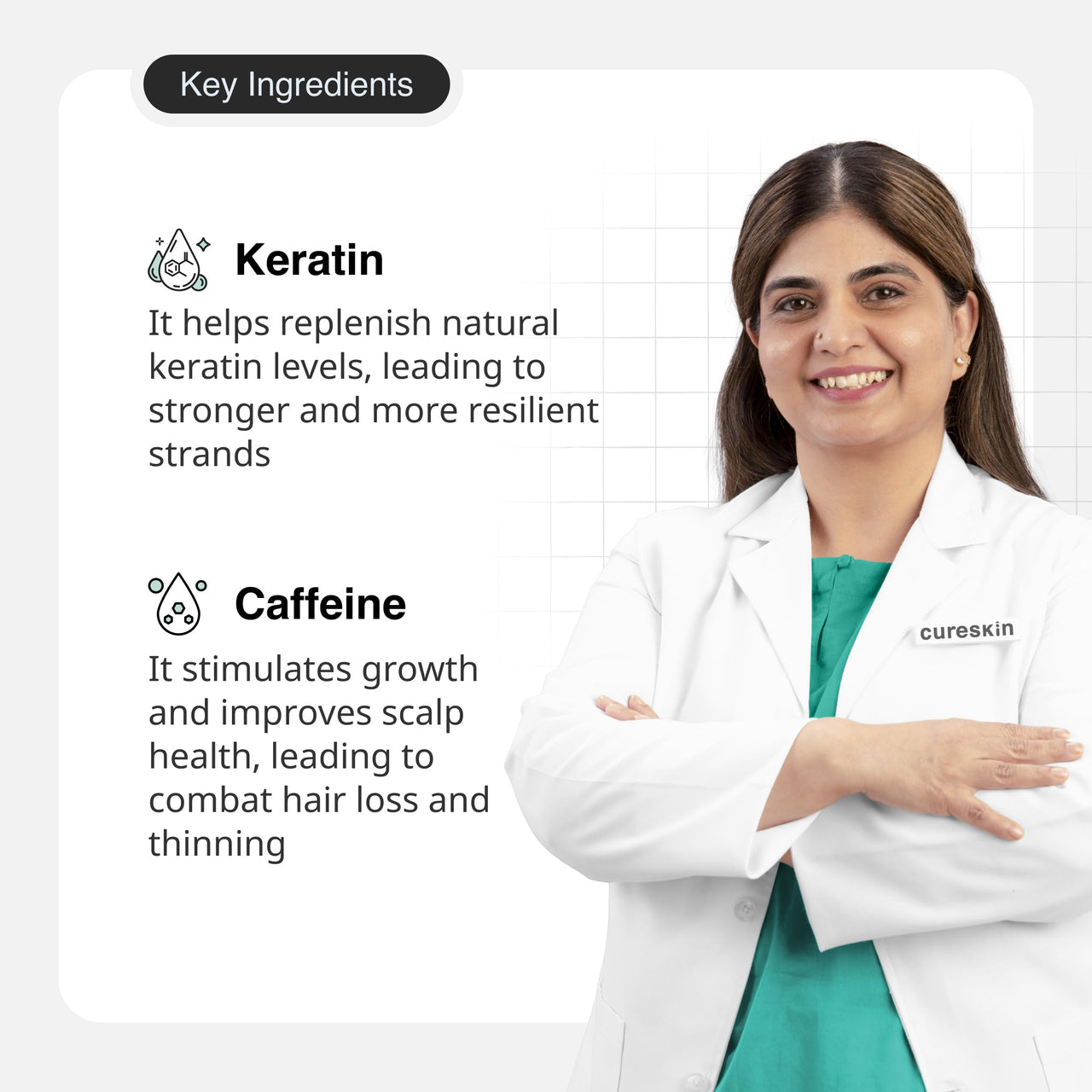 Cureskin 2 in 1 Shampoo with Conditioner | Conditioner with Shampoo for Women and Men | Cleanses and Conditions with Keratin, Caffeine and Ceramide, 150 g (Pack of 1)