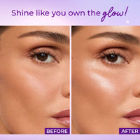 Just Herbs Born To Shimmery Golden Glow Smooth | Portable | Moisturises & Hydrates infused with Shea Butter and Cica Single Stroke All Day Long Highlighter for Women 14g