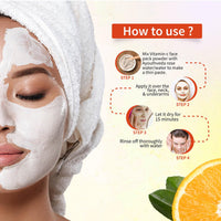 Ayouthveda Vitamin C Face Pack Powder Men & Women | Helps to reduce Pigmentation & Acne & Enhances skin Glow|Enriched with Fruits and Herbs | Makes Skin Soft & Supple (10g X 8 Sachets)(Pack Of 1)