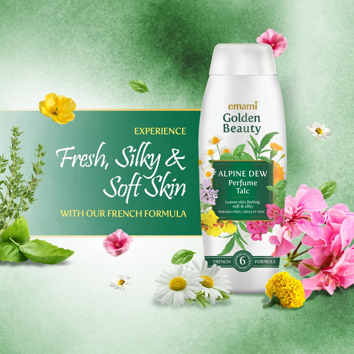 Golden Beauty Alpine Dew Talc Powder with Chamomile, Pack of 2, 400g (Buy one get one)