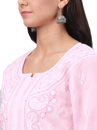 Ada Hand Embroidered Lucknowi Chikankari Straight Cotton Kurti Kurta for Women A220999 White 2XL