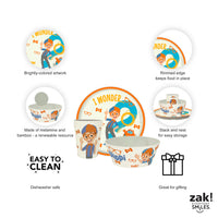 Zak Designs Blippi Kids Dinnerware Set 3 Pieces, Durable and Sustainable Melamine Bamboo Plate, Bowl, and Tumbler are Perfect For Dinner Time With Family (Blippi, TABBS) 8