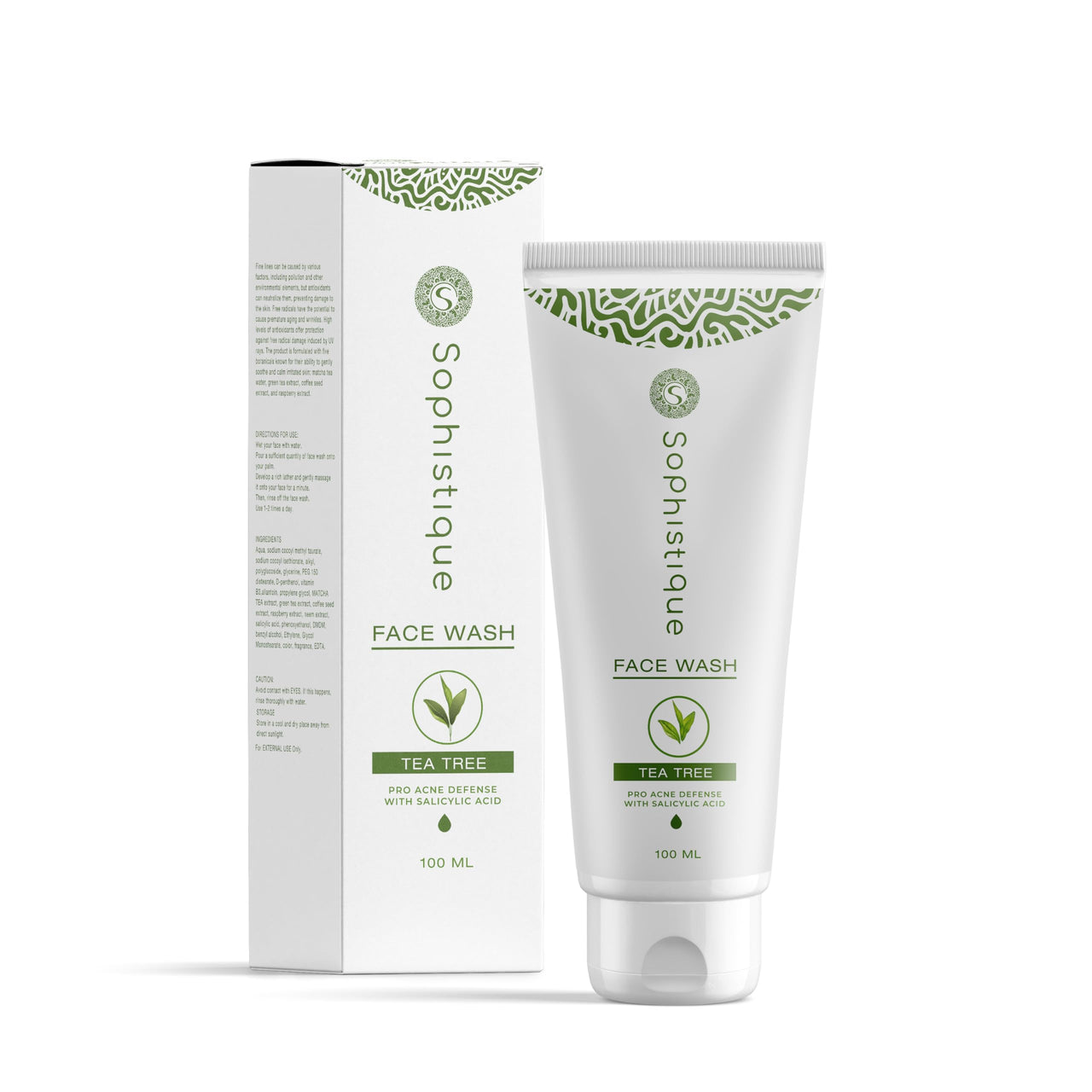 SOPHISTIQUE Tea Tree Face Wash, Pro Acne Defence with 2% Salicylic Acid, Fights Acne, Controls Oil and Unclogs Pores, 100 Percent Natural, Paraben and Sulphate Free, 100ml