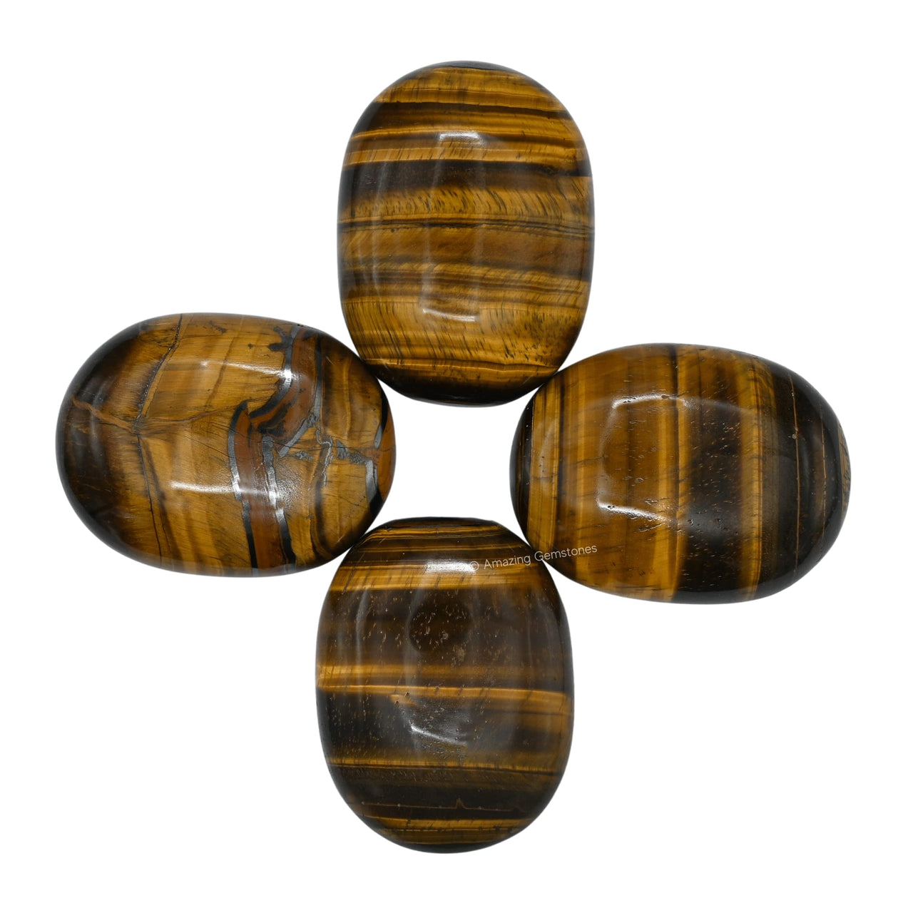 Tiger Eye Palm Stone - Hot Massage Worry Stone for Natural Body Chakra Balancing, Reiki Healing and Crystal Grid Tiger Eye