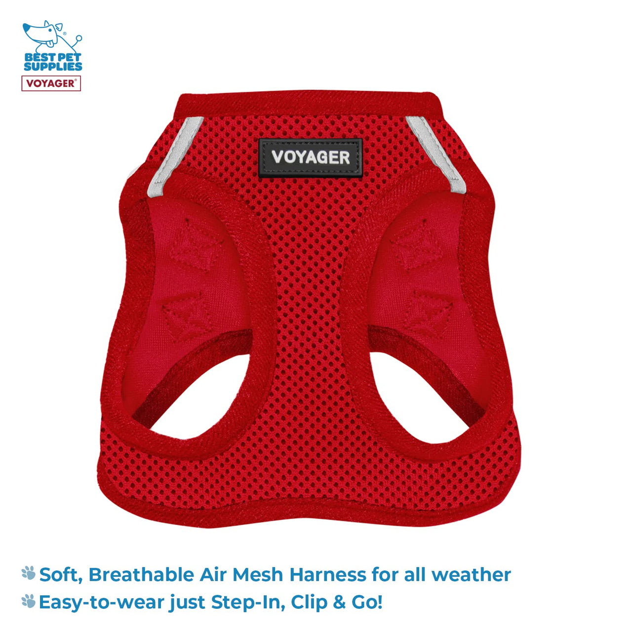 Voyager Step-in Air All Weather Mesh Harness and Reflective Dog 5 ft Leash Combo with Neoprene Handle, for Small, Medium and Large Breed Puppies by Best Pet Supplies - Harness Leash Set (Red), L Harness Leash Set (Red) L (Chest: 18 - 20.5")