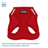 Voyager Step-in Air All Weather Mesh Harness and Reflective Dog 5 ft Leash Combo with Neoprene Handle, for Small, Medium and Large Breed Puppies by Best Pet Supplies - Set (Red), M (Chest: 16-18