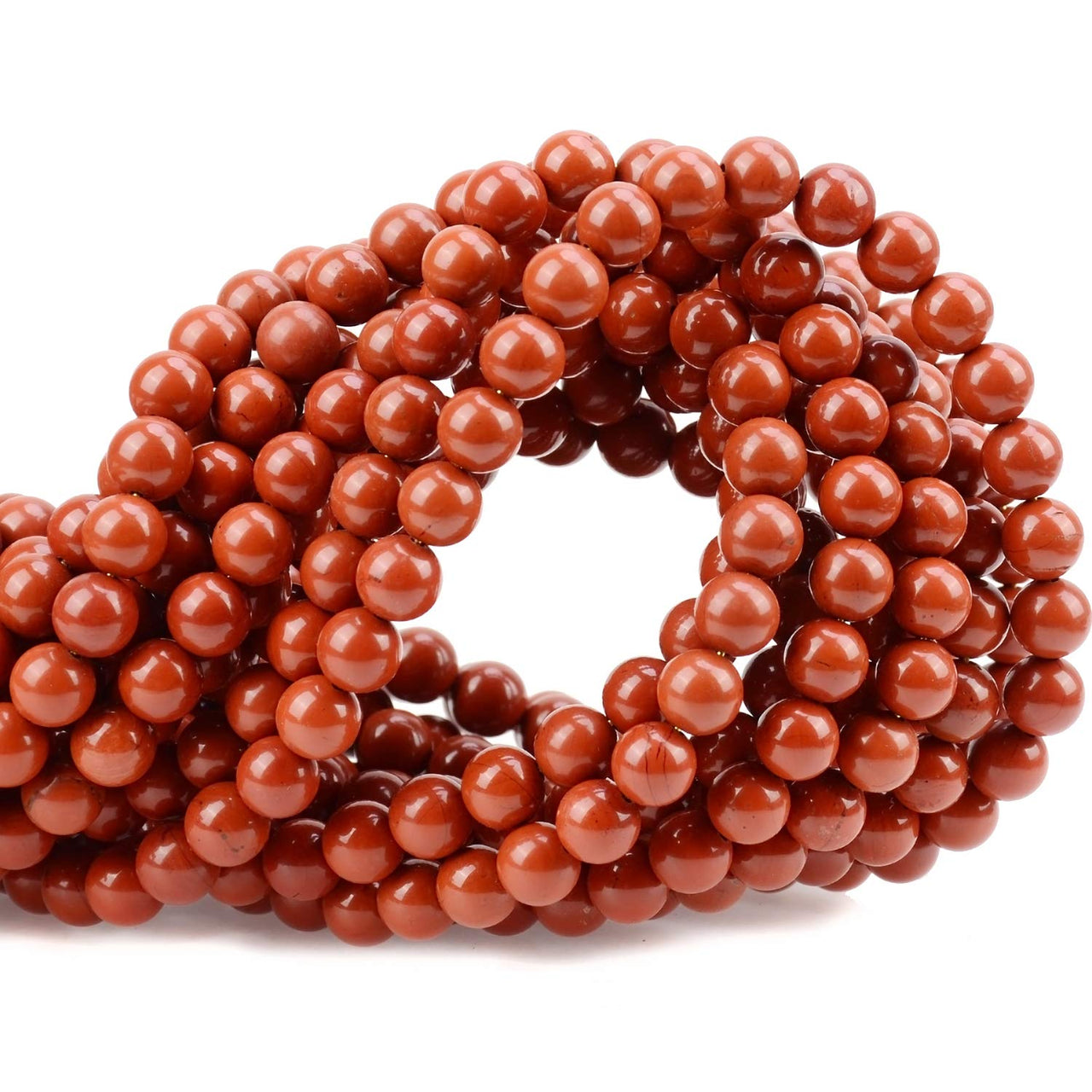 100Pcs Natural Crystal Beads Stone Gemstone Round Loose Energy Healing Beads with Free Crystal Stretch Cord for Jewelry Making (Red Jasper, 8MM) Red Jasper