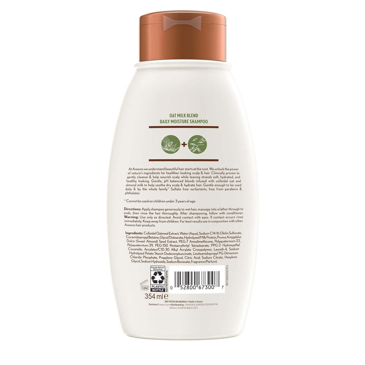 Aveeno Scalp Soothing Oat Milk Blend Shampoo For Daily Moisture & Light Nourishment, Sulfate Free Shampoo, No Dyes Or Parabens, 354ml