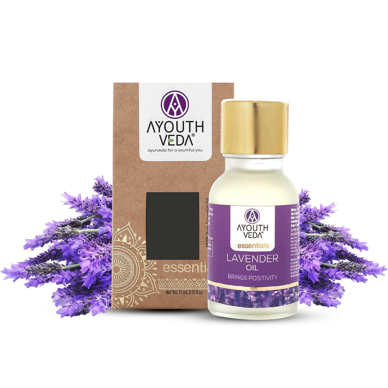 Ayouthveda Lavender Essential Oil | Skin, Acne, Hair Fall, Relaxing Sleep, Aromatherapy & Body | Pure, Organic, Natural & Undiluted, Organic Certified | 15ml Pack