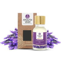 Ayouthveda Lavender Essential Oil | Skin, Acne, Hair Fall, Relaxing Sleep, Aromatherapy & Body | Pure, Organic, Natural & Undiluted, Organic Certified | 15ml Pack