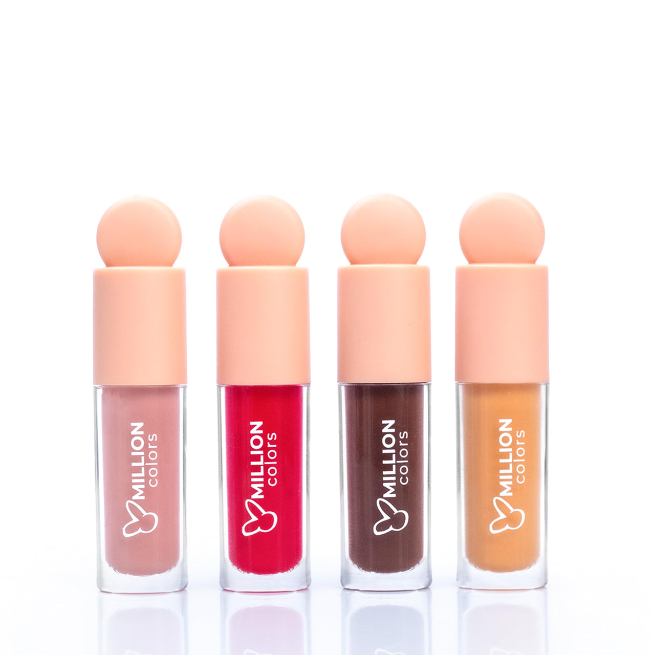 Million Colors Tinted Lip Balm Oil For Dark, Dry and Chapped Lips |Instant Lip Brightening| Provides Hydrating, Moisturizing and Plump Effect (Pack of 4 - Peach, Strawberry, Chocolate, Honey) - 8ml
