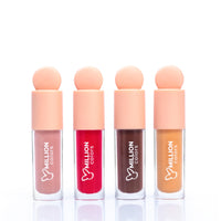 Million Colors Tinted Lip Balm Oil For Dark, Dry and Chapped Lips |Instant Lip Brightening| Provides Hydrating, Moisturizing and Plump Effect (Pack of 4 - Peach, Strawberry, Chocolate, Honey) - 8ml