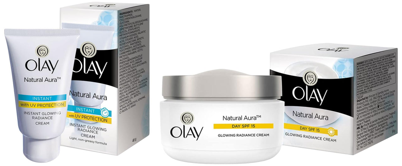 Olay Natural White Light Instant Glowing Fairness Cream, 40g & Olay Day Cream Natural White Fairness Moisturiser SPF 24, 50g