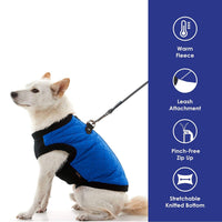Gooby Fashion Vest Dog Jacket - Blue, X-Large - Warm Zip Up Dog Bomber Vest with Dual D Ring Leash - Winter Water Resistant Small Dog Sweater - Dog Clothes for Small Dogs Boy or Medium Dogs X-Large chest (~20.5