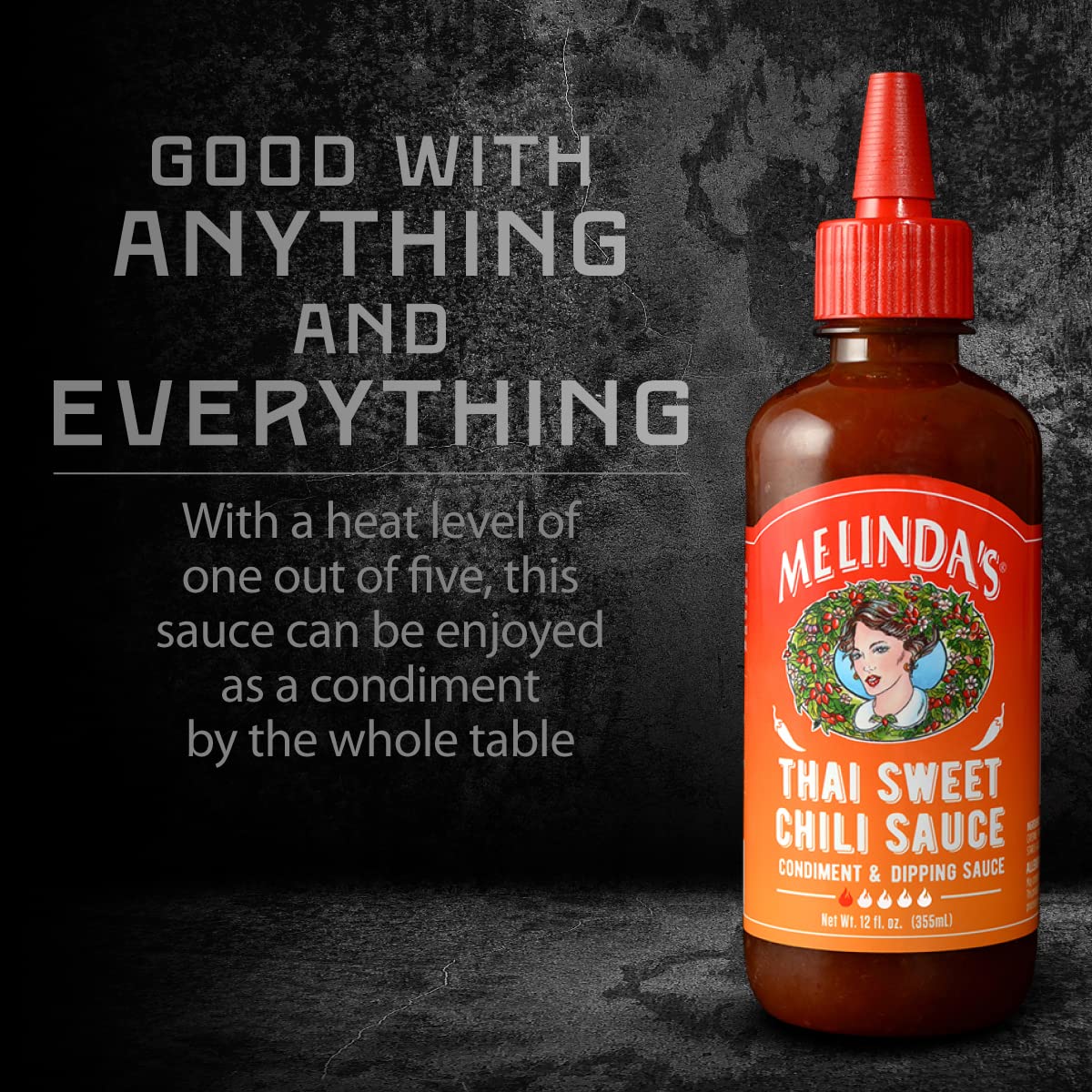 Melinda’s Thai Sweet Chili Sauce - Sweet and Mild Asian Chili Sauce Made with Whole Fresh Ingredients - Gourmet Hot Sauce & Dipping Sauce - Keto Friendly, Kosher - 12oz, 2 Pack