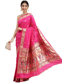 Pandadi Saree Women's  Paithani Silk Saree With Blouse Piece