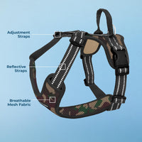 Air Frontier Mesh Dog Harness with Steel Leash D-Ring, Reflective Stitching, and Lightweight Breathable No-Pull Design, Adjustable Neck and Chest Straps for Small to Large Breeds - AMB, XS