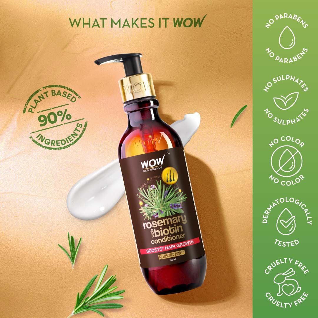WOW Skin Science Rosemary & Biotin Anti Hair Fall Conditioner | Prevents Tangling & Revives Dull Hair | Promotes Hair Growth & Prevents Hair Fall 250ml (Pack of 1)