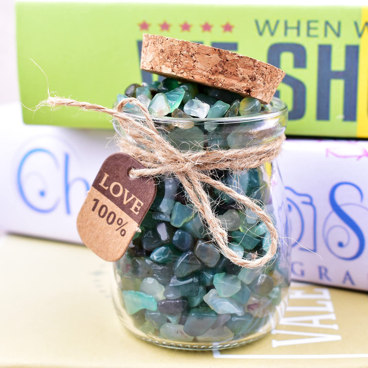 SigMntun Green Agate Crystal Chips Bulk, Natural UNDYED - 10 oz (283g) Tumbled Stones for Crafts Decorative Rocks Planters, Healing Crystals Reiki Chakra Meditation Energy Balancing Therapy 10 Oz - Green Agate