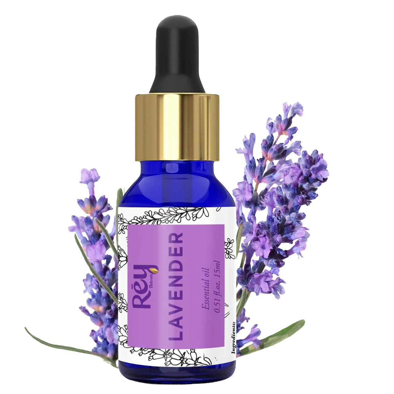 Rey Naturals Lavender Essential Oil For Hair Growth | Lavender Essential Oil For Skin | Undiluted Lavender Oil For Hair, Skin, Diffuser With Glass Dropper | Aromatherapy Diffuser Oil - 15ml(Pack Of 2)