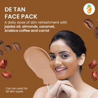 Karrot Natural Skincare Coffee De Tan Face Pack, Removes Tanning, Tightens Pores and Smoothens Texture, Contains Shea Butter, Carrot Seed Oil, Jojoba Oil, For Women and Men, All Skin Types, 100gms