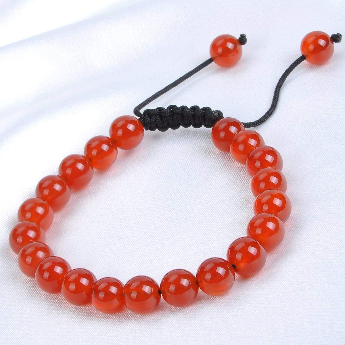 Massive Beads Natural Healing Power Gemstone Crystal Beads Unisex Adjustable Macrame Bracelets 8mm Carnelian