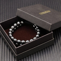 Genasto Natural Hematite Beads Bracelet Chakra Healing Crystal Stone Beaded Bracelet Premium Crystals Protection Stone Bracelet for Men Women Hematite Bracelet without magnetic