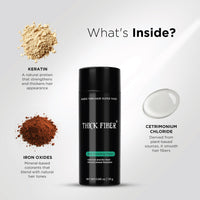 THICK FIBER - Fibers for Thinning Hair & Bald spots (BLACK, Pack of 3) - 25g Bottle - Conceals Hair Loss in Seconds For Women & Men