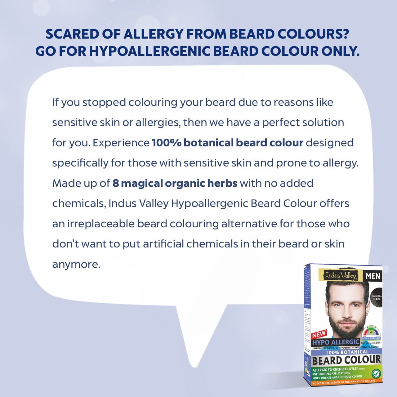 INDUS VALLEY 100% Botanical Hypo Allergic Aqua Beard Colour - Black (100g +15ml)