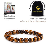 Crystal Vibe 8mm Tiger Eye Bracelet - Elastic Adjustable Crystal Bracelet for Spiritual Healing, Positive Energy – Beaded Bracelet for men women
