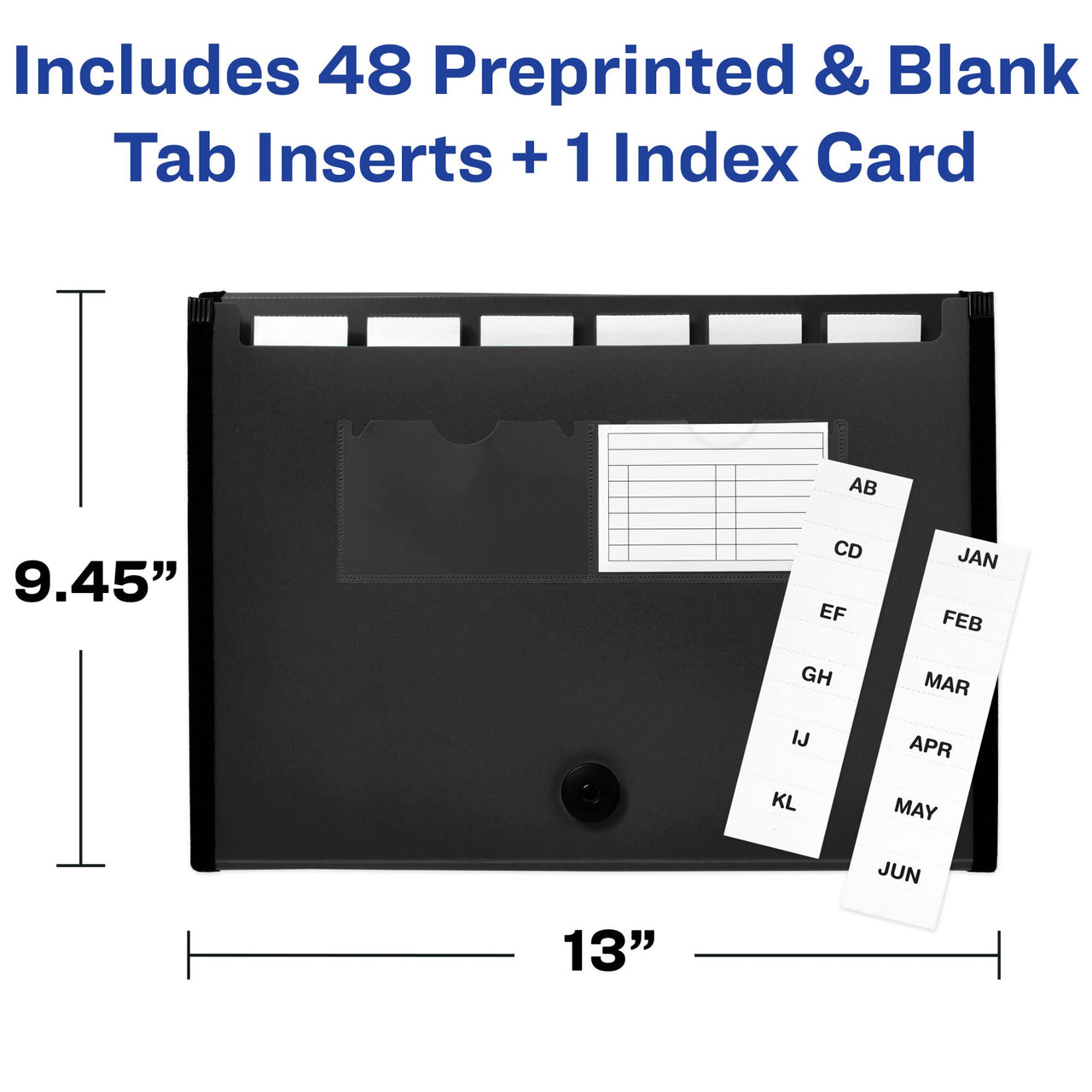 Avery Expanding File Folder Organizer, 7-Pocket Accordion File Organizer, Black, Holds 425 Letter/A4-Size Sheets (73550) 7 Pockets
