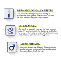 Mannlich Intimate Wash 150 ml (Pack of 2) Relieves Itchiness & Odour, Prevents Fungal Growth, Genital Area, pH Balanced & Dermatologically Tested With Tea Tree Oil, Neem, Eucalyptus Oil, 1% Salicylic & Lactic Acid