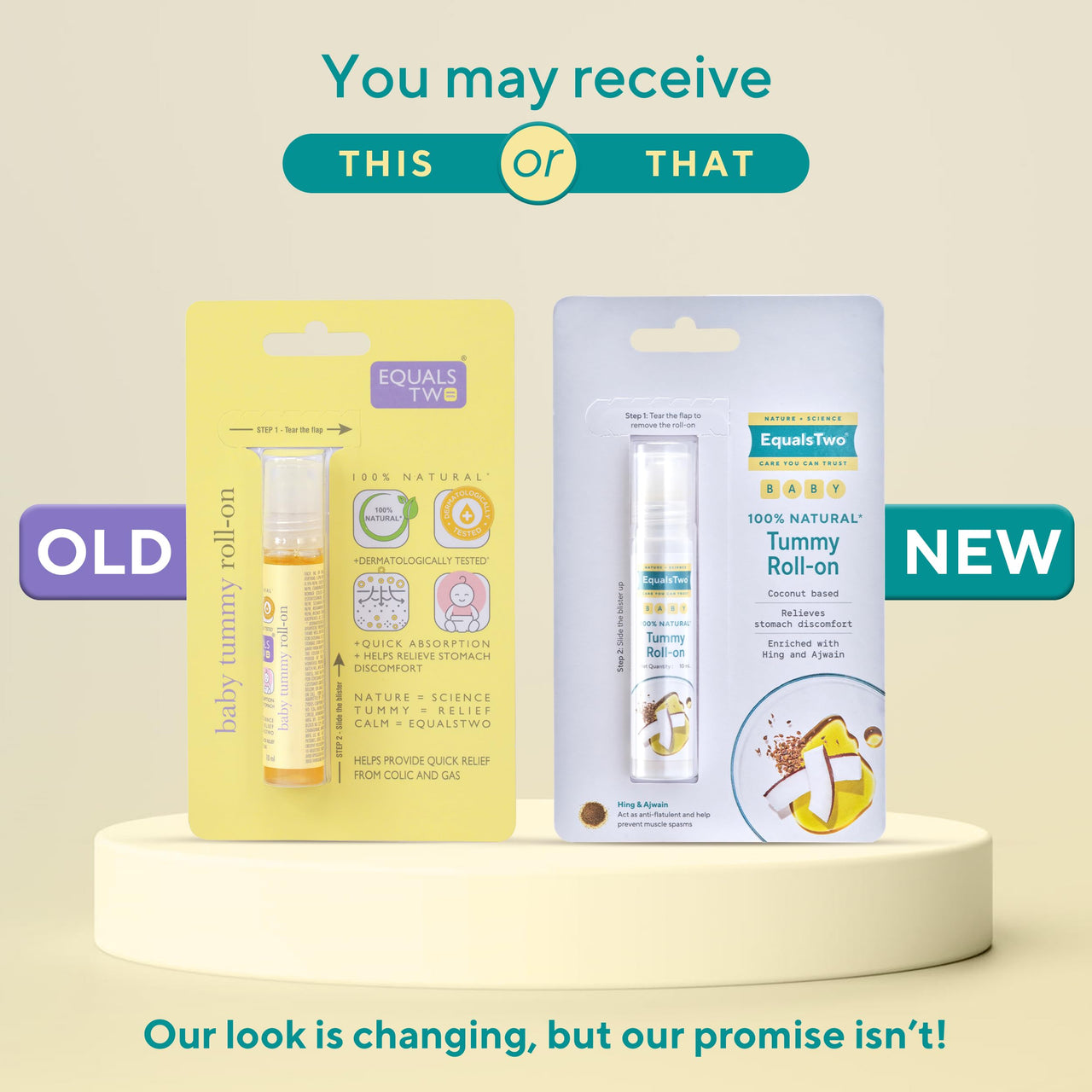 EQUALSTWO Tummy Roll On For Baby, 10ml, 100% Natural Hing Roll On For New Born Babies with Heeng, Ajwain & Virgin Coconut Oil, Colic & Gas Relief, Dermatogically Tested, Pack 1