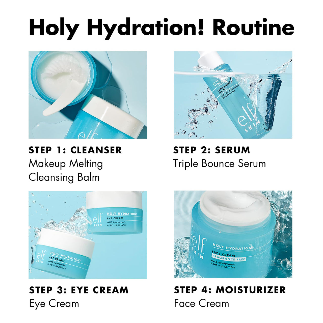 e.l.f. SKIN Holy Hydration! Triple Bounce Serum, 1.7% Hyaluronic Acid Serum For Plump, Bouncy Skin, Great For Hydrating Dry Skin