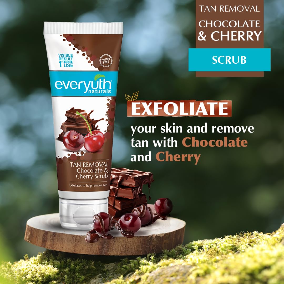 Everyuth Naturals Tan Removal Chocolate&Cherry Scrub|D Tan,Detoxify&Cleanse|Paraben Free|Antioxidant Choco&Multi-Vitamin Cherries|For Oily,Dry,Normal,Combination&Sensitive Skin - 100G (Pack Of 2)