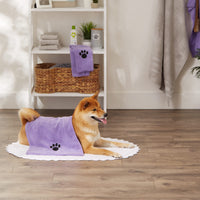 Bone Dry Pet Grooming Towel Collection Embroidered Absorbent Microfiber Drying Set, 15x30, Lavender, 3 Count